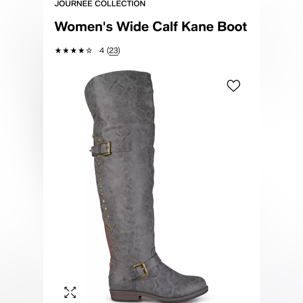 Journee Collection Wide Calf Kane Boot, Dark Grey, Size 8 1/2